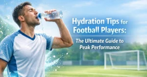 Hydration tips for football players athlete drinking water during match training